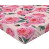 Ambesonne Floral Fitted Sheet, Valentine’s Day Concept Art Pastel Repetitive Roses Pattern Plot, Decorative Soft Bedding All-Round Elastic Pocket, California King, Dark Pink Blush and White(Dark Pink and Cadet Blue)