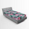 Ambesonne Floral Fitted Sheet, Valentine’s Day Theme Flowers Vintage Botanical Nature Ornament Art, Decorative Soft Fabric Bedding All-Round Elastic Pocket, Full Size, Dark Coral and Fern Green(Soft Pink and Petrol Blue)