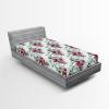 Ambesonne Floral Fitted Sheet, Valentine’s Day Theme Grunge Style Repetitive Rose Flowers Abstract, Decorative Soft Bedding All-Round Elastic Pocket, California King, Pale Fuchsia and Sepia(Pistachio Green and Ruby)
