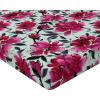 Ambesonne Floral Fitted Sheet, Valentine’s Day Theme Grunge Style Repetitive Rose Flowers Abstract, Decorative Soft Bedding All-Round Elastic Pocket, California King, Pale Fuchsia and Sepia(Dark Magenta Mint Green)