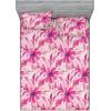 Ambesonne Floral Fitted Sheet & Pillow Sham Set, Realistic Painting Print A Million Roses to My Love Valentines Day, Decorative Printed 3 Piece Bedding Decor Set, Full, Pale Pink Dark Pink and Ecru(Pale Fuchsia Pink Rose)