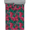 Ambesonne Floral Fitted Sheet & Pillow Sham Set, Realistic Painting Print A Million Roses to My Love Valentines Day, Decorative Printed 3 Piece Bedding Decor Set, Full, Pale Pink Dark Pink and Ecru(Ruby Pink and Forest Green)