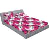 Ambesonne Floral Fitted Sheet & Pillow Sham Set, Realistic Painting Print A Million Roses to My Love Valentines Day, Decorative Printed 3 Piece Bedding Decor Set, Full, Pale Pink Dark Pink and Ecru(Magenta Army Green White)