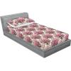 Ambesonne Floral Fitted Sheet & Pillow Sham Set, Realistic Painting Print A Million Roses to My Love Valentines Day, Decorative Printed 3 Piece Bedding Decor Set, Full, Pale Pink Dark Pink and Ecru(Pale Pink Reseda Green)
