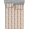 Ambesonne Floral Fitted Sheet & Pillow Sham Set, Realistic Painting Print A Million Roses to My Love Valentines Day, Decorative Printed 3 Piece Bedding Decor Set, Full, Pale Pink Dark Pink and Ecru(Beige Vermilion and Grey)