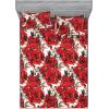 Ambesonne Floral Fitted Sheet & Pillow Sham Set, Realistic Painting Print A Million Roses to My Love Valentines Day, Decorative Printed 3 Piece Bedding Decor Set, Full, Pale Pink Dark Pink and Ecru(Dark Coral and Fern Green)