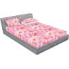 Ambesonne Floral Fitted Sheet & Pillow Sham Set, Realistic Painting Print A Million Roses to My Love Valentines Day, Decorative Printed 3 Piece Bedding Decor Set, Full, Pale Pink Dark Pink and Ecru(Soft Pink Rose Cream)
