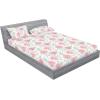 Ambesonne Floral Fitted Sheet & Pillow Sham Set, Realistic Painting Print A Million Roses to My Love Valentines Day, Decorative Printed 3 Piece Bedding Decor Set, Full, Pale Pink Dark Pink and Ecru(Ruby Beige and Sea Blue)