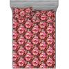Ambesonne Floral Fitted Sheet & Pillow Sham Set, Realistic Painting Print A Million Roses to My Love Valentines Day, Decorative Printed 3 Piece Bedding Decor Set, Full, Pale Pink Dark Pink and Ecru(Pale Pink Dark Pink and Ecru)
