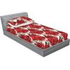 Ambesonne Floral Fitted Sheet & Pillow Sham Set, Realistic Painting Print A Million Roses to My Love Valentines Day, Decorative Printed 3 Piece Bedding Decor Set, Full, Pale Pink Dark Pink and Ecru(Dark Coral and Fern Green)