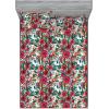 Ambesonne Floral Fitted Sheet & Pillow Sham Set, Realistic Painting Print A Million Roses to My Love Valentines Day, Decorative Printed 3 Piece Bedding Decor Set, Full, Pale Pink Dark Pink and Ecru(Red Forest Green Coconut)