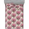 Ambesonne Floral Fitted Sheet & Pillow Sham Set, Realistic Painting Print A Million Roses to My Love Valentines Day, Decorative Printed 3 Piece Bedding Decor Set, Full, Pale Pink Dark Pink and Ecru(Pale Pink Reseda Green)