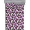 Ambesonne Floral Fitted Sheet & Pillow Sham Set, Realistic Painting Print A Million Roses to My Love Valentines Day, Decorative Printed 3 Piece Bedding Decor Set, Full, Pale Pink Dark Pink and Ecru(Lilac Reseda Green Plum)