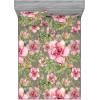Ambesonne Floral Fitted Sheet & Pillow Sham Set, Romantic Concept Art Featuring Rose Flowers Hearts Leaves Valentine, Decorative Printed 3 Piece Bedding Decor Set, Queen, Pastel Pink and Fern Green(Dark Pink and Olive Green)