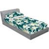 Ambesonne Floral Fitted Sheet & Pillow Sham Set, Romantic Concept Art Featuring Rose Flowers Hearts Leaves Valentine, Decorative Printed 3 Piece Bedding Decor Set, Queen, Pastel Pink and Fern Green(White Pale Teal Grey Teal)