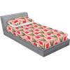 Ambesonne Floral Fitted Sheet & Pillow Sham Set, Romantic Concept Art Featuring Rose Flowers Hearts Leaves Valentine, Decorative Printed 3 Piece Bedding Decor Set, Queen, Pastel Pink and Fern Green(Red Fern Green and Blush)