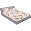 Ambesonne Floral Fitted Sheet & Pillow Sham Set, Romantic Concept Art Featuring Rose Flowers Hearts Leaves Valentine, Decorative Printed 3 Piece Bedding Decor Set, Queen, Pastel Pink and Fern Green(Pastel Pink and Fern Green)
