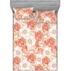 Ambesonne Floral Fitted Sheet & Pillow Sham Set, Romantic Concept Art Featuring Rose Flowers Hearts Leaves Valentine, Decorative Printed 3 Piece Bedding Decor Set, Queen, Pastel Pink and Fern Green(White Pale Rust and Cinnamon)