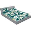 Ambesonne Floral Fitted Sheet & Pillow Sham Set, Romantic Concept Art Featuring Rose Flowers Hearts Leaves Valentine, Decorative Printed 3 Piece Bedding Decor Set, Queen, Pastel Pink and Fern Green(White Pale Teal Grey Teal)