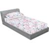 Ambesonne Floral Fitted Sheet & Pillow Sham Set, Romantic Concept Art Featuring Rose Flowers Hearts Leaves Valentine, Decorative Printed 3 Piece Bedding Decor Set, Queen, Pastel Pink and Fern Green(Off White Pink Soft Blue)