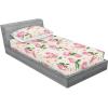 Ambesonne Floral Fitted Sheet & Pillow Sham Set, Romantic Concept Art Featuring Rose Flowers Hearts Leaves Valentine, Decorative Printed 3 Piece Bedding Decor Set, Queen, Pastel Pink and Fern Green(Pastel Pink and Fern Green)