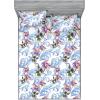 Ambesonne Floral Fitted Sheet & Pillow Sham Set, Romantic Concept Art Featuring Rose Flowers Hearts Leaves Valentine, Decorative Printed 3 Piece Bedding Decor Set, Queen, Pastel Pink and Fern Green(Pale Azure Blue Evergreen)
