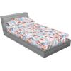 Ambesonne Floral Fitted Sheet & Pillow Sham Set, Romantic Concept Art Featuring Rose Flowers Hearts Leaves Valentine, Decorative Printed 3 Piece Bedding Decor Set, Queen, Pastel Pink and Fern Green(Cinnamon Soft Blue Blush)