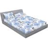 Ambesonne Floral Fitted Sheet & Pillow Sham Set, Romantic Concept Art Featuring Rose Flowers Hearts Leaves Valentine, Decorative Printed 3 Piece Bedding Decor Set, Queen, Pastel Pink and Fern Green(Pale Ceil Blue White and Grey)
