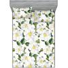 Ambesonne Floral Fitted Sheet & Pillow Sham Set, Romantic Concept Art Featuring Rose Flowers Hearts Leaves Valentine, Decorative Printed 3 Piece Bedding Decor Set, Queen, Pastel Pink and Fern Green(Reseda Green and Earth Yellow)