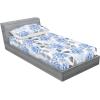 Ambesonne Floral Fitted Sheet & Pillow Sham Set, Romantic Concept Art Featuring Rose Flowers Hearts Leaves Valentine, Decorative Printed 3 Piece Bedding Decor Set, Queen, Pastel Pink and Fern Green(Pale Ceil Blue White and Grey)