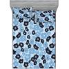 Ambesonne Floral Fitted Sheet & Pillow Sham Set, Romantic Concept Art Featuring Rose Flowers Hearts Leaves Valentine, Decorative Printed 3 Piece Bedding Decor Set, Queen, Pastel Pink and Fern Green(Soft Blue Blue and Black)