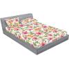 Ambesonne Floral Fitted Sheet & Pillow Sham Set, Romantic Concept Art Featuring Rose Flowers Hearts Leaves Valentine, Decorative Printed 3 Piece Bedding Decor Set, Queen, Pastel Pink and Fern Green(Pastel Pink and Pale Orange)