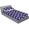 Ambesonne Floral Fitted Sheet & Pillow Sham Set, Romantic Concept Art Featuring Rose Flowers Hearts Leaves Valentine, Decorative Printed 3 Piece Bedding Decor Set, Queen, Pastel Pink and Fern Green(Rose Night Blue and Dark Blue)