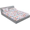 Ambesonne Floral Fitted Sheet & Pillow Sham Set, Romantic Concept Art Featuring Rose Flowers Hearts Leaves Valentine, Decorative Printed 3 Piece Bedding Decor Set, Queen, Pastel Pink and Fern Green(Cinnamon Soft Blue Blush)