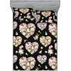 Ambesonne Floral Fitted Sheet & Pillow Sham Set, Romantic Concept Art Featuring Rose Flowers Hearts Leaves Valentine, Decorative Printed 3 Piece Bedding Decor Set, Queen, Pastel Pink and Fern Green(Sage Green and Soft Pink)