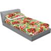 Ambesonne Floral Fitted Sheet & Pillow Sham Set, Romantic Concept Art Featuring Rose Flowers Hearts Leaves Valentine, Decorative Printed 3 Piece Bedding Decor Set, Queen, Pastel Pink and Fern Green(Dark Salmon and Apple Green)