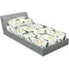 Ambesonne Floral Fitted Sheet & Pillow Sham Set, Romantic Concept Art Featuring Rose Flowers Hearts Leaves Valentine, Decorative Printed 3 Piece Bedding Decor Set, Queen, Pastel Pink and Fern Green(Reseda Green and Earth Yellow)