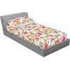 Ambesonne Floral Fitted Sheet & Pillow Sham Set, Romantic Concept Art Featuring Rose Flowers Hearts Leaves Valentine, Decorative Printed 3 Piece Bedding Decor Set, Queen, Pastel Pink and Fern Green(Pastel Pink and Pale Orange)