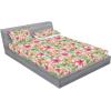 Ambesonne Floral Fitted Sheet & Pillow Sham Set, Romantic Concept Art Featuring Rose Flowers Hearts Leaves Valentine, Decorative Printed 3 Piece Bedding Decor Set, Queen, Pastel Pink and Fern Green(Pastel Pink and Olive Green)