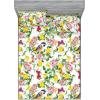 Ambesonne Floral Fitted Sheet & Pillow Sham Set, Romantic Concept Art Featuring Rose Flowers Hearts Leaves Valentine, Decorative Printed 3 Piece Bedding Decor Set, Queen, Pastel Pink and Fern Green(Mustard and Pale Olive Green)