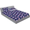 Ambesonne Floral Fitted Sheet & Pillow Sham Set, Romantic Concept Art Featuring Rose Flowers Hearts Leaves Valentine, Decorative Printed 3 Piece Bedding Decor Set, Queen, Pastel Pink and Fern Green(Rose Night Blue and Dark Blue)