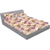 Ambesonne Floral Fitted Sheet & Pillow Sham Set, Romantic Concept Art Featuring Rose Flowers Hearts Leaves Valentine, Decorative Printed 3 Piece Bedding Decor Set, Queen, Pastel Pink and Fern Green(Pale Fuchsia Sand Brown)
