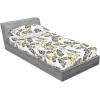 Ambesonne Floral Fitted Sheet & Pillow Sham Set, Romantic Concept Art Featuring Rose Flowers Hearts Leaves Valentine, Decorative Printed 3 Piece Bedding Decor Set, Queen, Pastel Pink and Fern Green(Jade Green and Pale Eggplant)