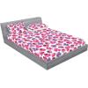 Ambesonne Floral Fitted Sheet & Pillow Sham Set, Romantic Concept Art Featuring Rose Flowers Hearts Leaves Valentine, Decorative Printed 3 Piece Bedding Decor Set, Queen, Pastel Pink and Fern Green(Dark Pink and Ceil Blue)