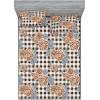 Ambesonne Floral Fitted Sheet & Pillow Sham Set, Romantic Concept Art Featuring Rose Flowers Hearts Leaves Valentine, Decorative Printed 3 Piece Bedding Decor Set, Queen, Pastel Pink and Fern Green(Pale Caramel and Slate Blue)