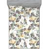 Ambesonne Floral Fitted Sheet & Pillow Sham Set, Romantic Concept Art Featuring Rose Flowers Hearts Leaves Valentine, Decorative Printed 3 Piece Bedding Decor Set, Queen, Pastel Pink and Fern Green(Jade Green and Pale Eggplant)