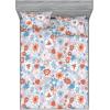 Ambesonne Floral Fitted Sheet & Pillow Sham Set, Romantic Concept Art Featuring Rose Flowers Hearts Leaves Valentine, Decorative Printed 3 Piece Bedding Decor Set, Queen, Pastel Pink and Fern Green(Cinnamon Soft Blue Blush)