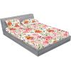 Ambesonne Floral Fitted Sheet & Pillow Sham Set, Romantic Concept Art Featuring Rose Flowers Hearts Leaves Valentine, Decorative Printed 3 Piece Bedding Decor Set, Queen, Pastel Pink and Fern Green(Dark Peach and Soft Pink)