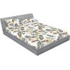 Ambesonne Floral Fitted Sheet & Pillow Sham Set, Romantic Concept Art Featuring Rose Flowers Hearts Leaves Valentine, Decorative Printed 3 Piece Bedding Decor Set, Queen, Pastel Pink and Fern Green(Jade Green and Pale Eggplant)