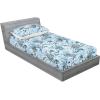 Ambesonne Floral Fitted Sheet & Pillow Sham Set, Valentine’s Day Theme Vintage Style Romantic Roses Pattern Plot, Decorative Printed 3 Piece Bedding Decor Set, King, Dark Fuchsia and Slate Blue(Pale Sky Blue Grey and White)